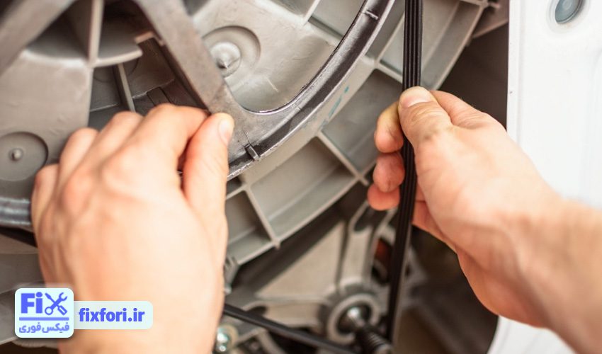 جدا کردن المنت، پنل عقبی، تسمه و فولی لباسشویی