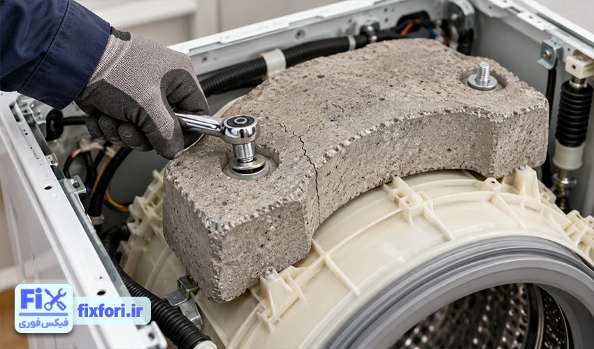لرزش لباسشویی مجیک به علت شل شدن وزنه تعادل