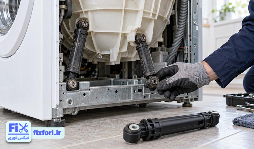 فرسودگی کمکفنر؛ از دلایل لرزش لباسشویی مجیک